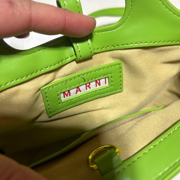 Authentic MARNI TROPACALIA Micro Shoulder Bag Green Hemp #36632142 w/dust Cover - Picture 10 of 10